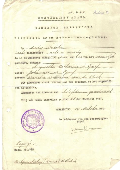 Een pagina uit een historisch geboorteregister, met handgeschreven tekst in meerdere talen.